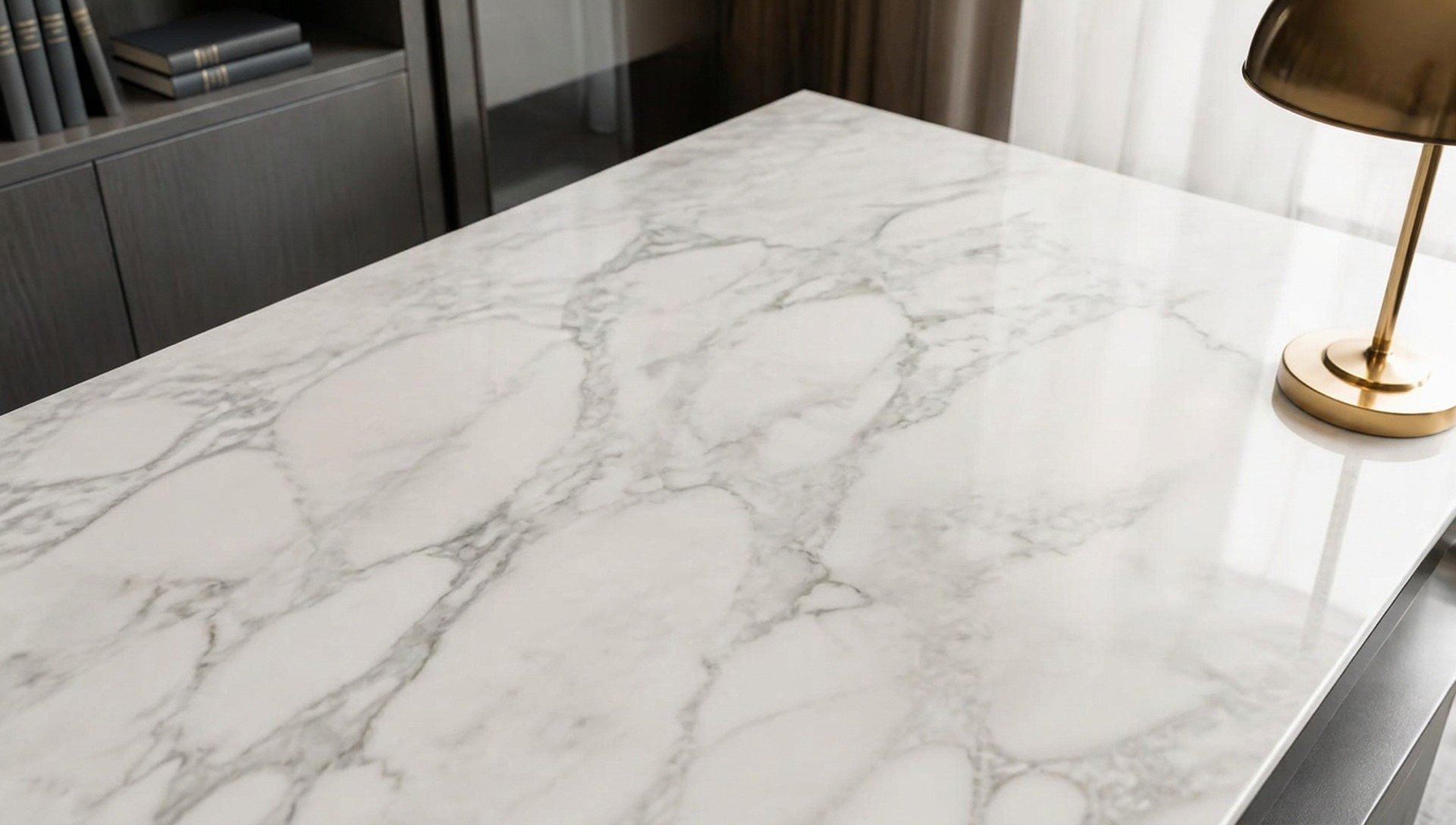 Empty marble executive desk
